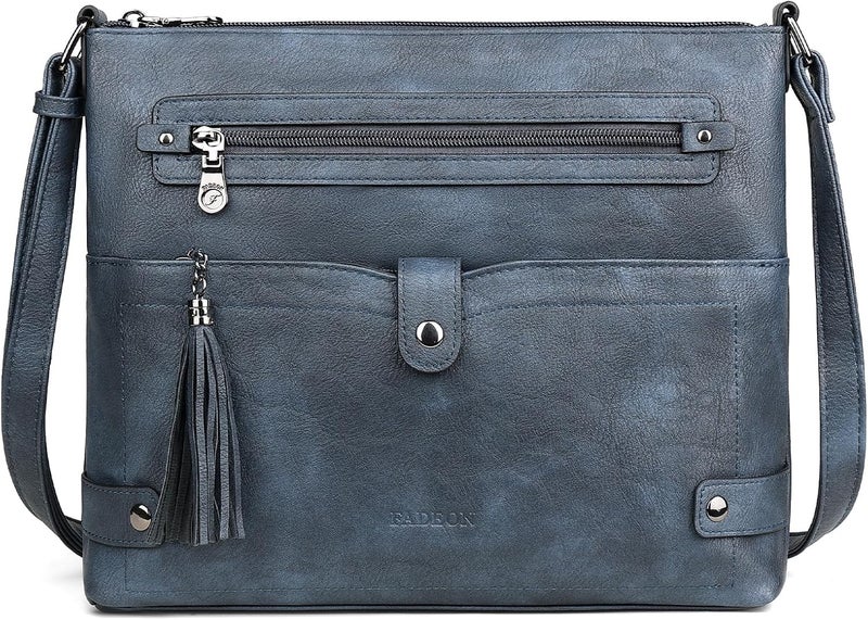 FADEON Large Crossbody Purses for Women Crossbody Bag, Designer Leather Cross Body Purses Multi Pocket Shoulder Bag - Image 1